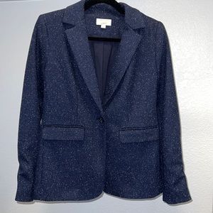 LOFT Navy Speckled Modern Knit Blazer 0